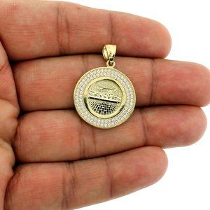 Real 10K Yellow Gold Round Last Supper Charm Pendant